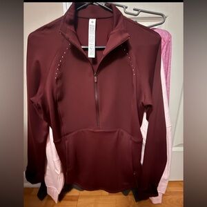 NWOT Lululemon Cold Weather Running Women's Burgundy Half-Zip Top size 10